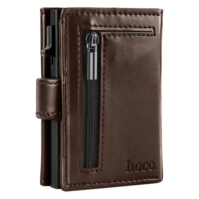 Hoco DLB03 - Luxe RFID Pop Up Mini Wallet Case - Licht Bruin