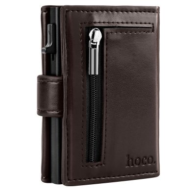 Hoco DLB03 - Luxe RFID Pop Up Mini Wallet Case - Donker Bruin