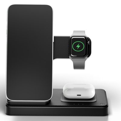 3 in 1 Wireless Charging Station For iPhone/iWatch/Airpods - Zwart