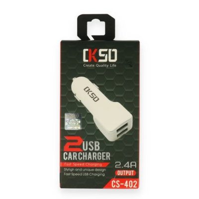 CKSD Dual USB Car Charger 2.4 Amp - Wit
