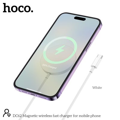 Hoco DC62 Magnetic Wireless Fast Charger 15W - Wit