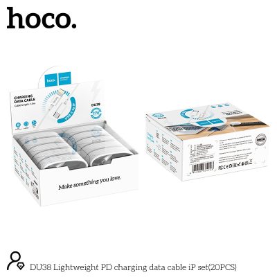 Hoco DU38 - 27 Watt Fast Charging Type C to Lightning Kabel 1 Meter - Wit - 20 Stuks