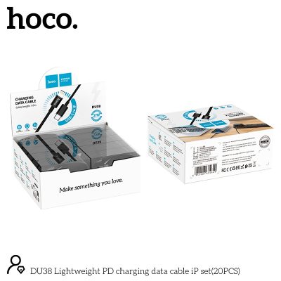Hoco DU38 - 27 Watt Fast Charging Type C to Lightning Kabel 1 Meter - Zwart - 20 Stuks