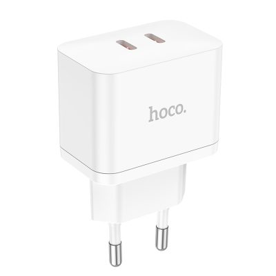 Hoco N29 PD 35W Dual USB-C Port Super Fast Charger - Zwart