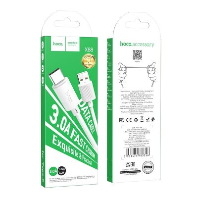 Hoco X88 - 3.0A Fast Charging USB to Type C Kabel 1M - Wit