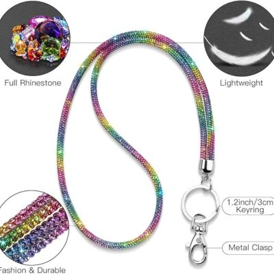 Multiuse Sparkling Diamond Lanyard - Rainbow
