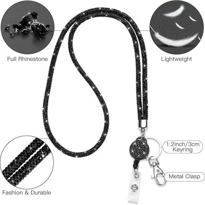 Multiuse Sparkling Diamond Lanyard - Zwart