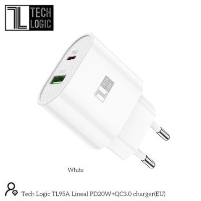 TechLogic TL 95A 20Watt Usb+Type C Output Fast Charger - Wit