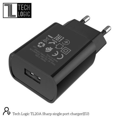 TechLogic TL20A Usb Safety Charger 2.1Amp - Zwart