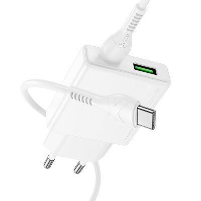 Hoco N38 PD 20W Ultra Thin Type C To Type C Fast Charger Set - 1 Meter - Wit