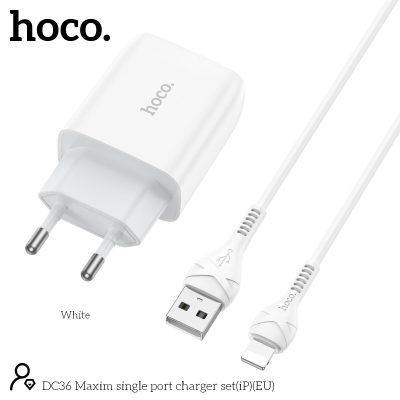 Hoco DC36 USB To iPhone Fast Charger Set - Wit