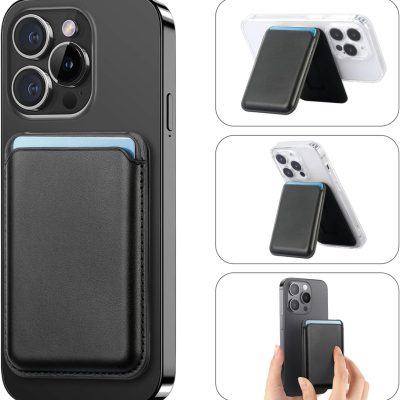 Magnetic MagSafe Wallet Card Holder Met Kickstand - Zwart