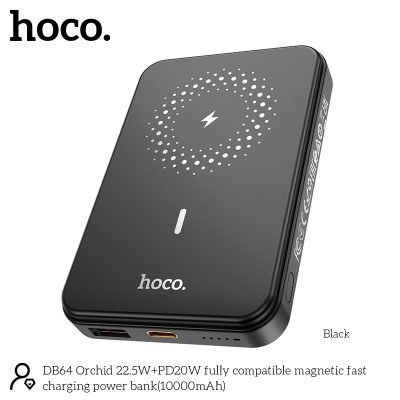 Hoco DB64 - 10000 mAh Fast Charge MagSafe Magnetic Wireless Charger - Zwart