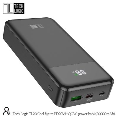 TechLogic TL20 - 20000 mAh PD 20W USB-C & USB-A Fast Charging Powerbank